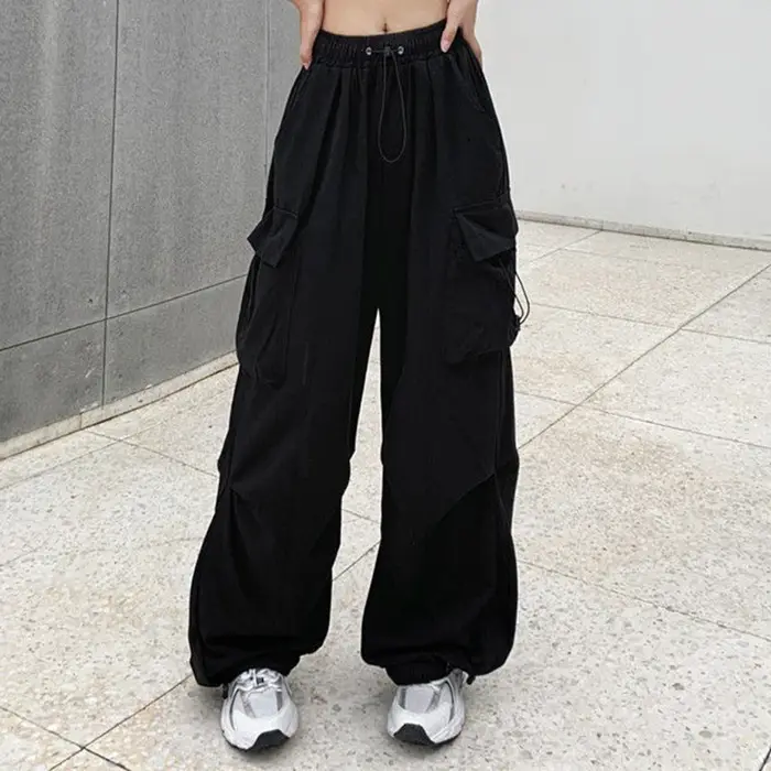 Pantalon de jogging décontracté pour femmes, couleur unie, taille basse, cordon de serrage, jambes l