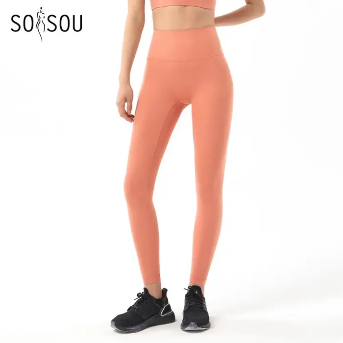 Pantalon de yoga femme SOISOU - Leggings fitness taille haute sans ligne en T