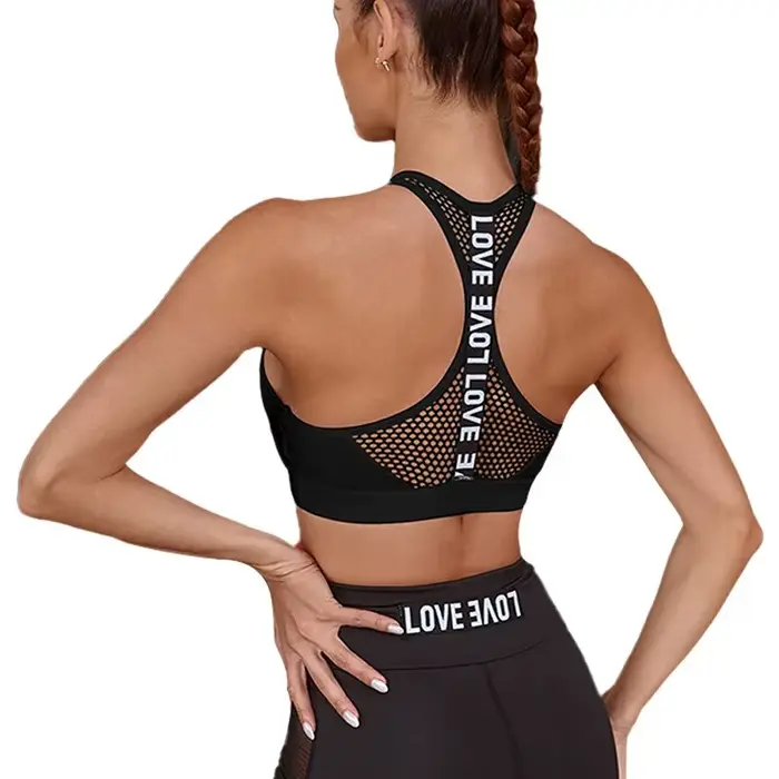 Soutien-gorge fitness femme yoga course gym push up bralette sport lettres