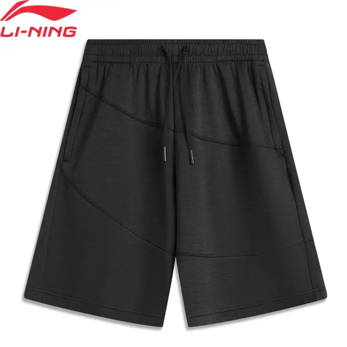 Li-Ning Short de sport Wade Knit pour hommes, 100% polyester, coupe régulière, poche zippée conforta