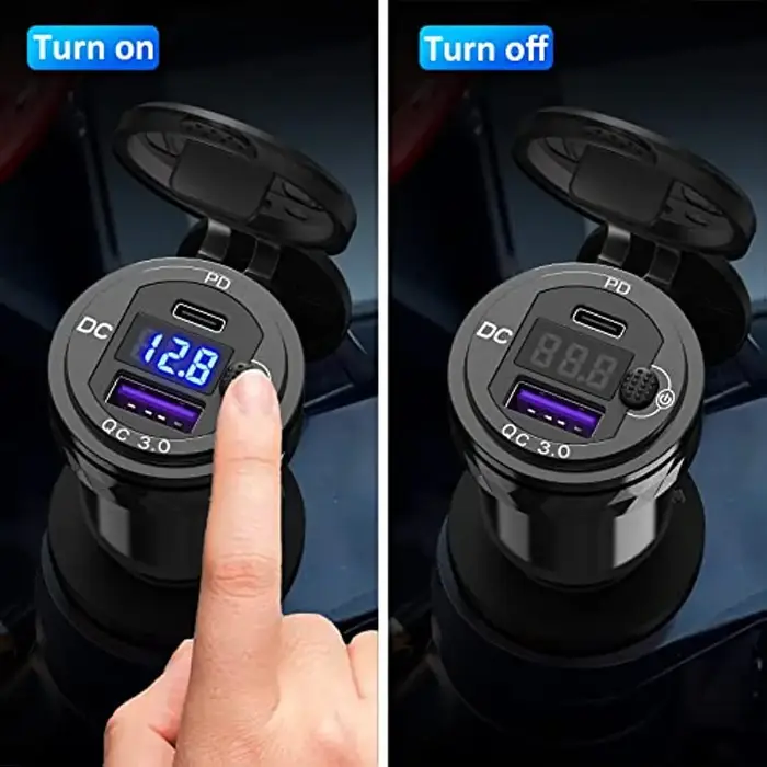 Voltmètre à Charge rapide, prise Hella Din à USB ON-Off 30W USB C PD3.0 QC3.0, étanche, Ducati Trium