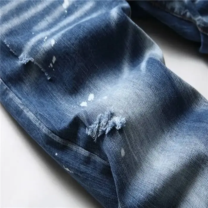 Jean élastique pour hommes, coupe cintrée, avec lettres imprimées, pantalon de mendiant serré, nouve