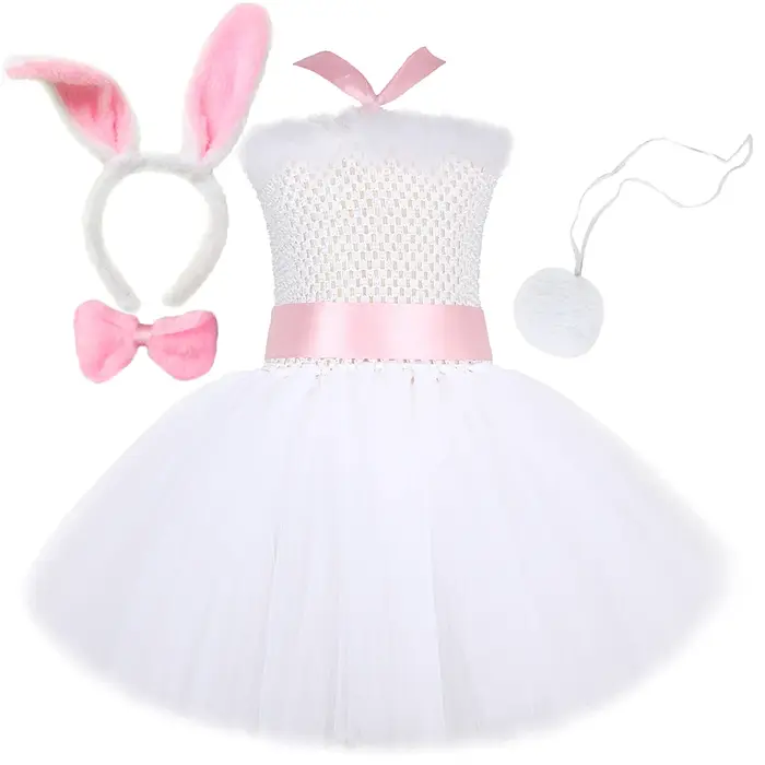 Costumes de lapin blanc pour bébés filles, robe fantaisie de vacances de pâques, tenue d'halloween p