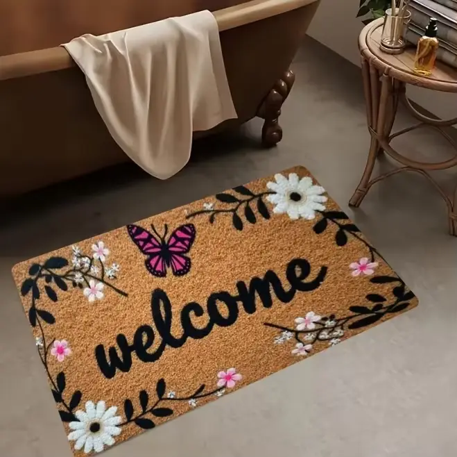 Tapis d'entrée Rose, tapis de bienvenue pour la maison, tapis de sol souple antidérapant, paillasson