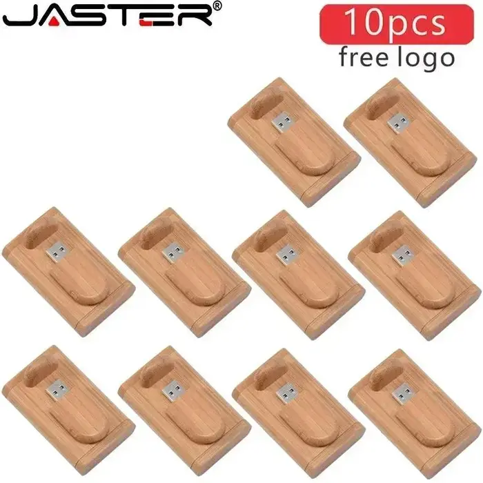 JASTER – Lot de 10 clés USB 2.0 en bois, 128 Go, logo personnalisé offert, cadeau d'affaires, clé US