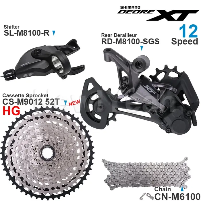 Groupe 12 vitesses Shimano Deore Xt M8100 avec levier de vitesse derailleur arriere cn m6100 pour cyclisme tout chemin et route polyvalence confort performance
