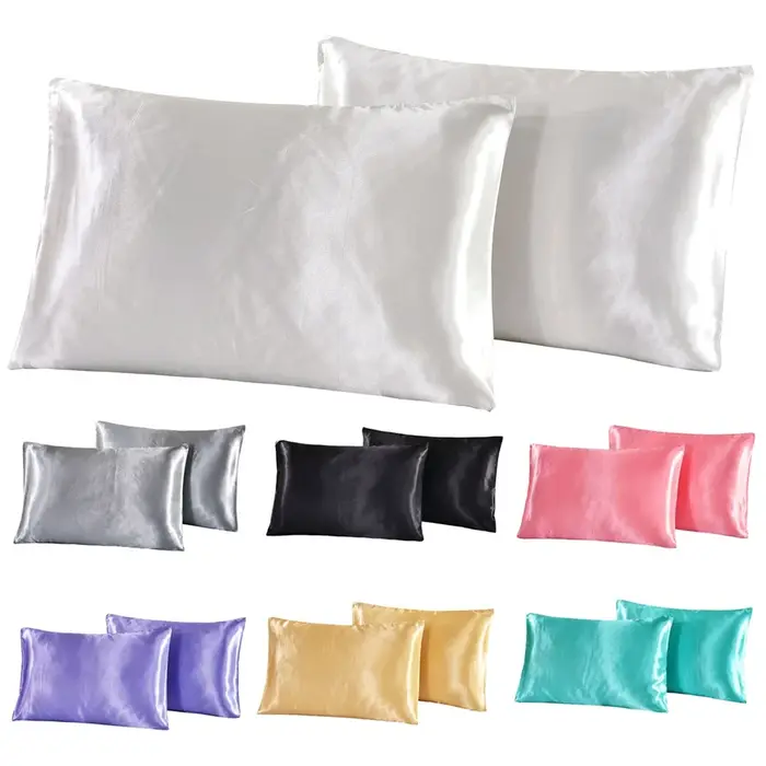Taie d'oreiller en Satin de soie Queen, 1 pièce, housse de literie pour la maison, oreiller lisse, r