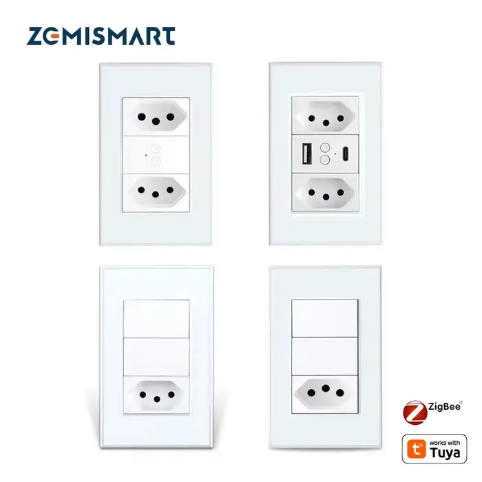 Zemismart Zigbee prise brésilienne intelligente 10A 20A prises fonctionnent avec l'application Tuya 