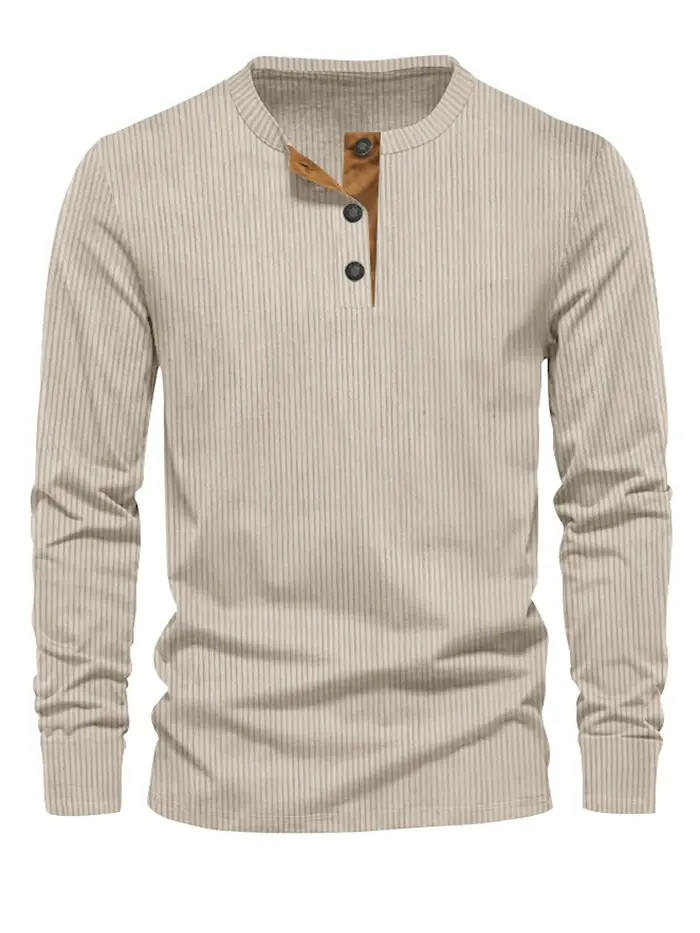 Nouveau T-shirt décontracté en velours côtelé pour homme, coupe slim, couleur unie, manches longues,