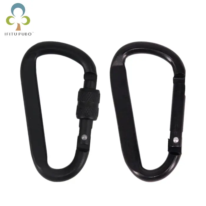 Mousqueton en alliage d'aluminium noir, anneau en D, Clip de porte-clés de Camping, mousqueton, Kit 
