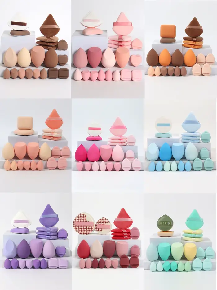 Ensemble d'éponges de maquillage et de bouffantes de maquillage roses, 20 pièces, adaptées à la crèm