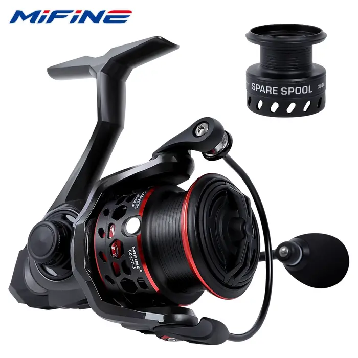 MIFINE-Moulinets spinning ultralégers en fibre de carbone 5.1:1, avec bobine en aluminium de rechang
