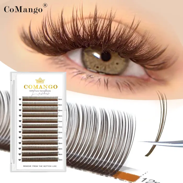 CoMango 5D Brown Russie Volume Spikes Fairy Flora Mink Extension de cils greffe individuel Ventilate
