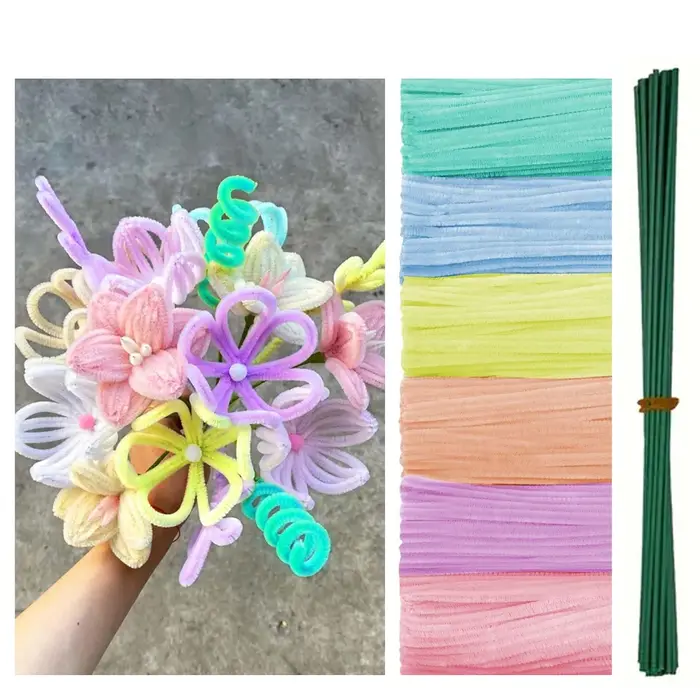500/600 pièces nettoyeurs de tuyaux tiges de Chenille 12 pouces fournitures artisanales en vrac pour