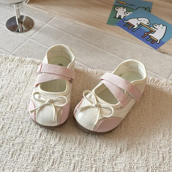 Chaussures pour enfants : Ballerines élégantes à nœud pour filles, semelle souple, style princesse, 