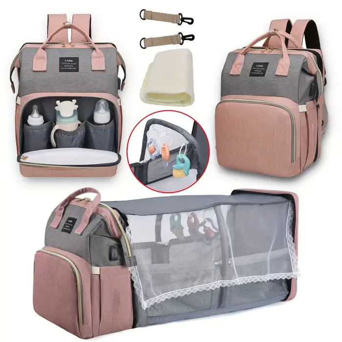 Sac à langer léger et portable avec lit pliant intégré, grande capacité, sac de voyage pour maman, s