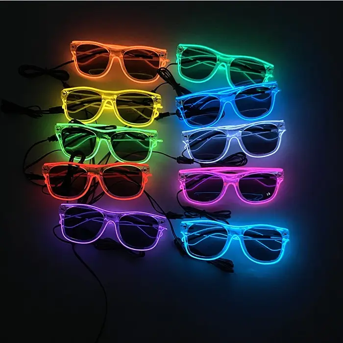Lunettes lumineuses Led néon pour fête, fil EL, lunettes de soleil scintillantes, nouveauté, cadeau 