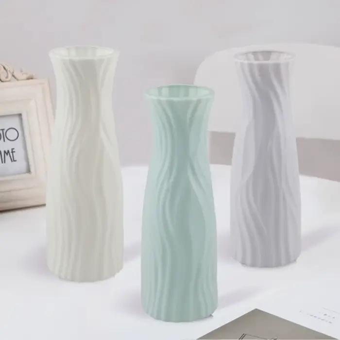 Vase à Fleurs en Plastique et Céramique Solide, Récipient de Décoration de Salon