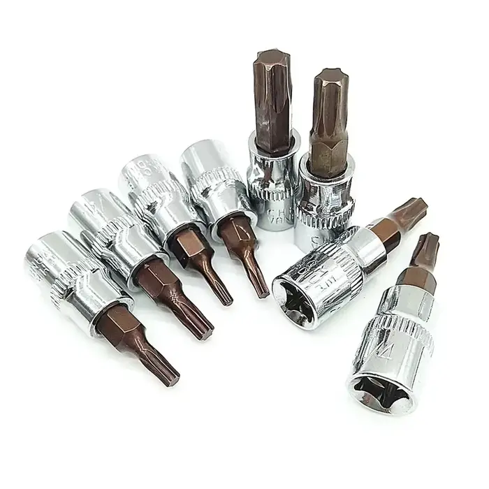 Embout de tournevis Torx 1/4 pouces, douille d'entraînement, adaptateur de clé à douille à cliquet, 