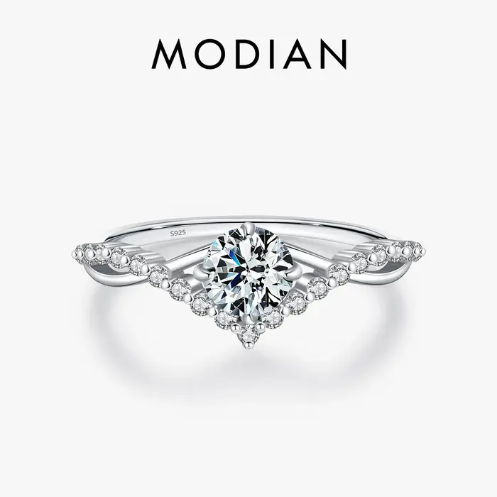 MODIAN couronne D couleur Moissanite bague délicate laboratoire diamant bague 925 en argent Sterling
