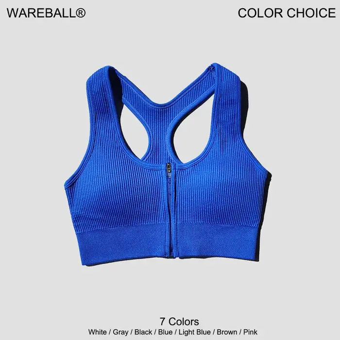 Soutien-gorge Push Up de dehors pour Femme, Haut Court avec Fermeture Éclair, pour Fitness, Gym, Cou