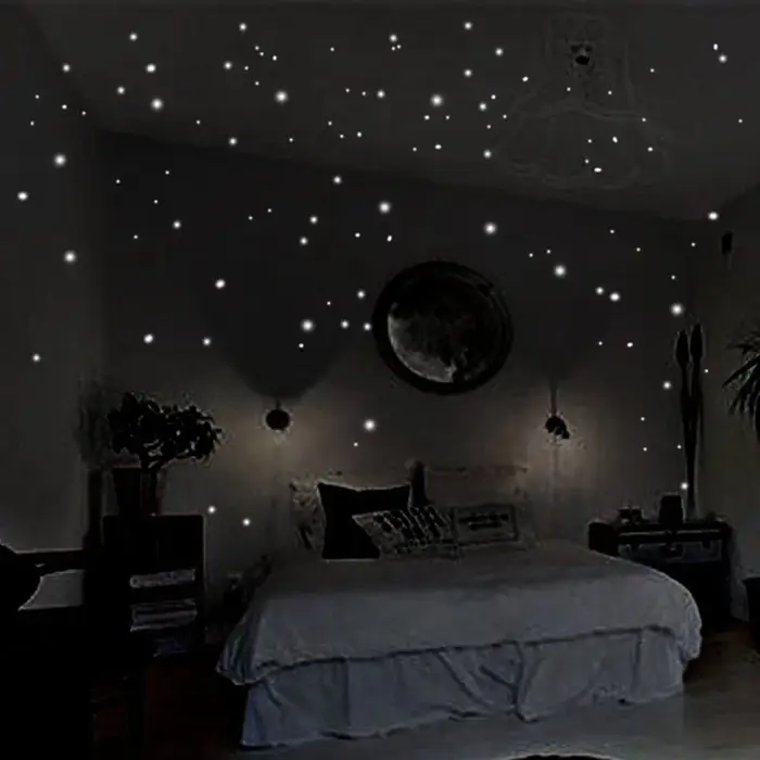 Autocollants muraux fluorescents, Point étoile lumineux 3D brillant 407 Gypsophila Bar fête, décorat