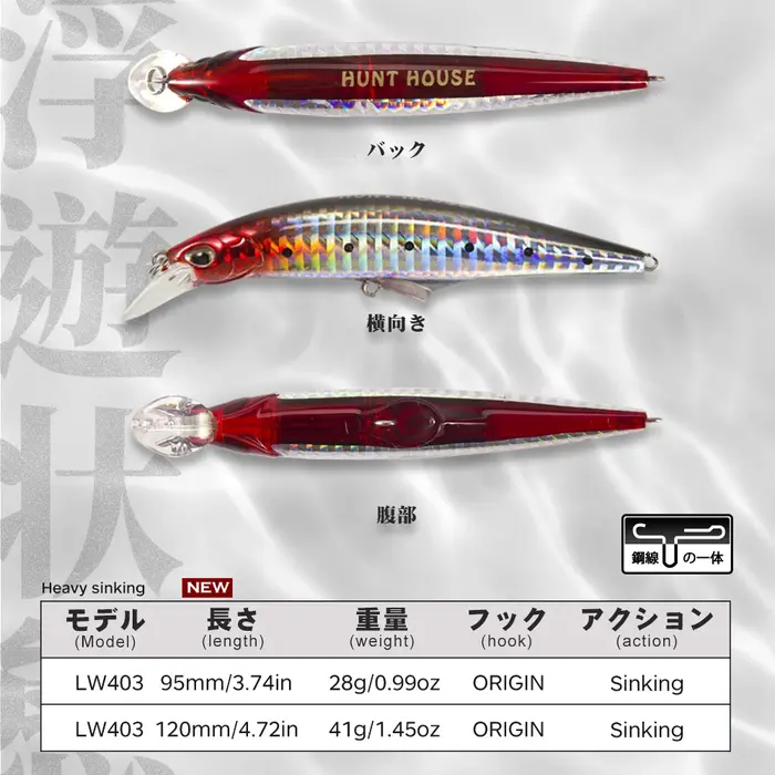 Hunthouse Original g-control vairon Wobblers leurre de pêche coulant lent appât dur 95mm 120mm eau s