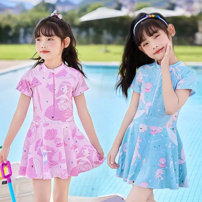 Maillot de bain enfant dauphin bleu dessin animé 2-14 ans vacances piscine mer été fille