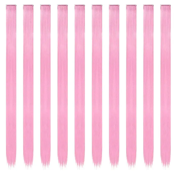 Extensions de cheveux synthétiques longues à clips, 22 pouces, 6/12 pièces, Extensions de cheveux ro