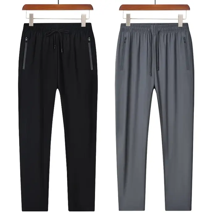Pantalon de sport respirant en soie glacée pour hommes, séchage rapide, absorbant la sueur, conforta