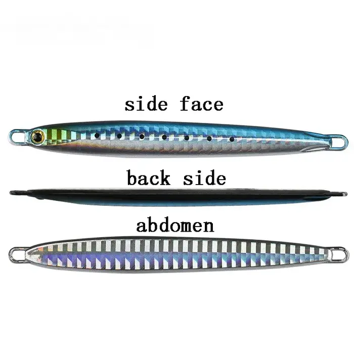 1Pc Long métal gabarit leurre de pêche coulée lente gabarits cuillère 10G 20G 30G 40G 60G bar de mer