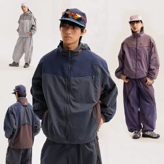 Veste cargo à capuche décontractée et ample pour homme et femme, imperméable, design à empiècements,