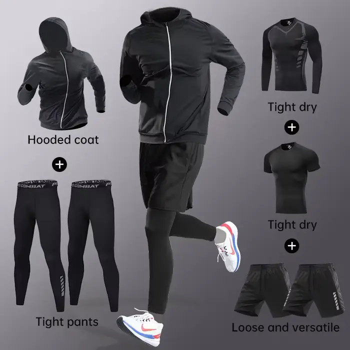 Ensemble fitness séchage rapide homme - Vêtements course sport entraînement cyclisme automne hiver