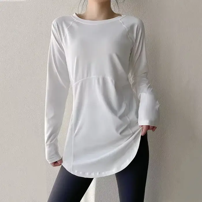 Nouvelle chemise de yoga ajustée à manches longues, vêtements de sport de course à pied d'exercice d