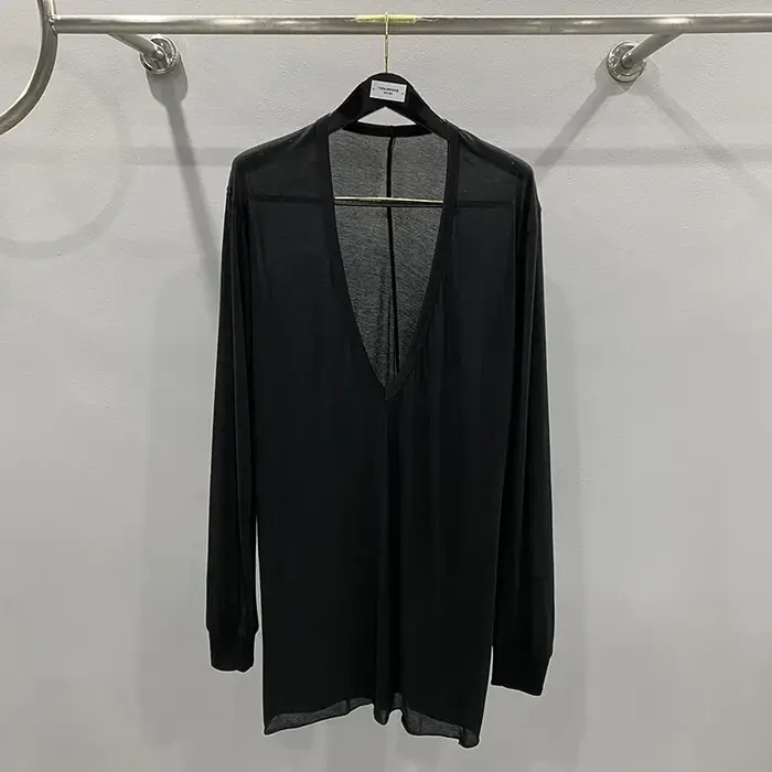 T-shirt en coton à col en V pour hommes, chemises monochromes noires, vêtements à la mode, t-shirts 