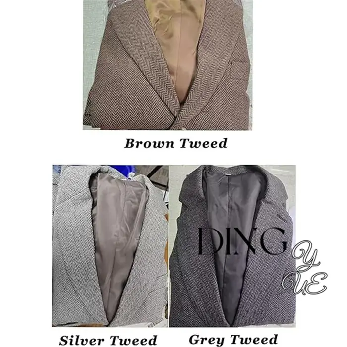 Ensemble de costume rétro 3 pièces pour hommes, en Tweed marron et gris à chevrons, coupe cintrée, T