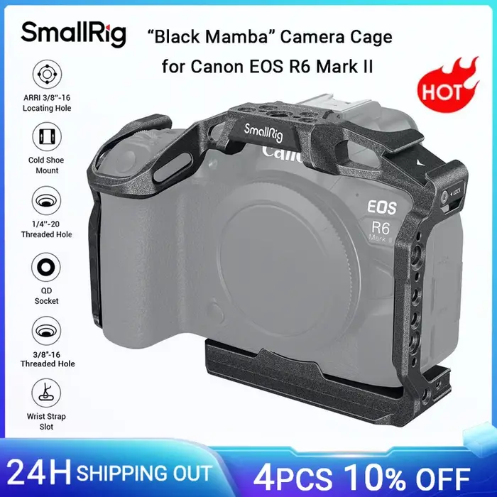 SmallRig – Cage de caméra «Black Mamba» pour Canon EOS R6 Mark II, plaque de dégagement rapide arca-