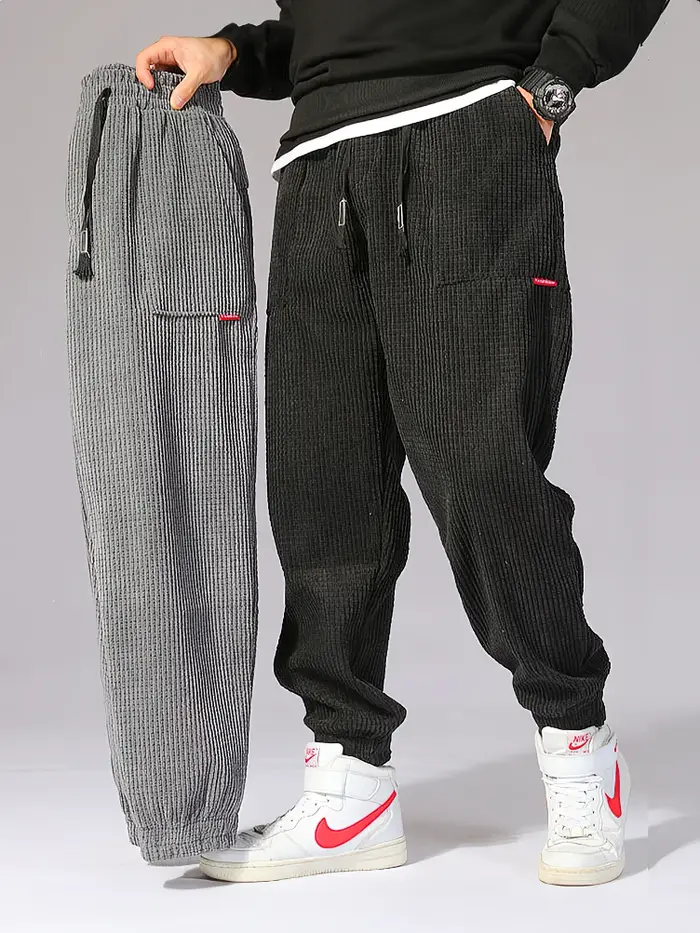 Baggy velours côtelé survêtement pantalon hommes Tech polaire pantalons de survêtement homme automne