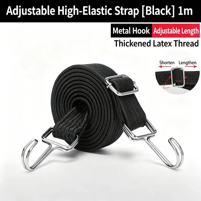 Sangle de fixation élastique 2M avec boucle réglable pour bagages, moto, vélo, boîte – Corde de tens