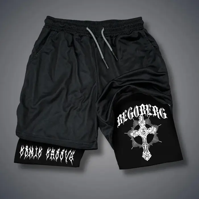 Short de sport 2 en 1 pour homme, motif gothique, pantalon court, fitness, course à pied, décontract