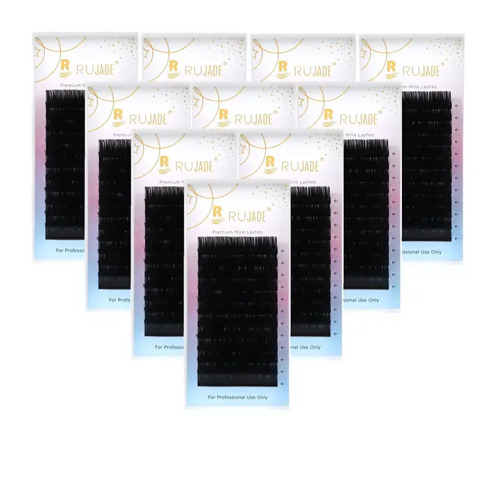 Rujade 10 plateaux / lot extensions de cils personnels faux vison russe rouleau de cils Cachemire ci