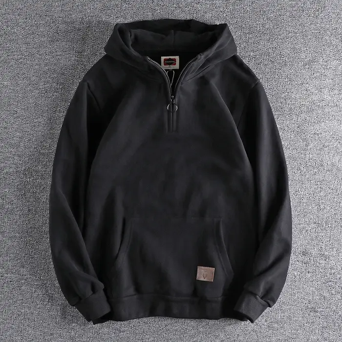 Sweat à capuche en velours épais pour homme, sweat-shirt rétro américain, épais, en coton pur lavé, 