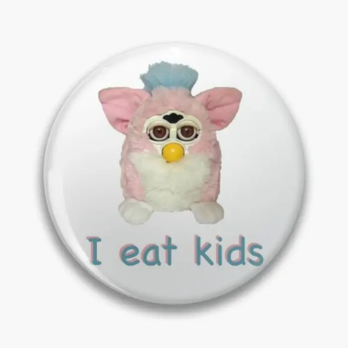Furby I eat – épingle à boucle souple pour enfants, Badge amusant, cadeau à la mode, chapeau, revers