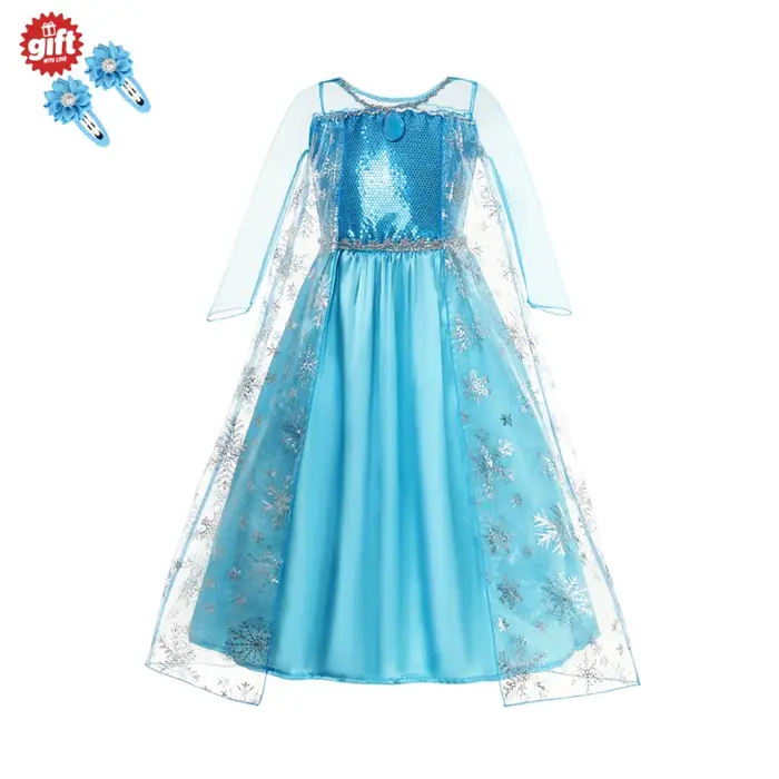 Robe à paillettes Elsa pour filles, Costume de Cosplay reine des neiges, robe de princesse de carnav