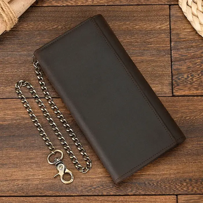 Porte-monnaie à pince en cuir véritable pour homme, portefeuille multi-cartes avec fer JOWrist, port