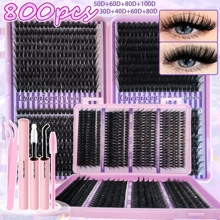 QUEENICE cils grappe bricolage Extension de cils plateau mixte grappes cils moelleux cils individuel