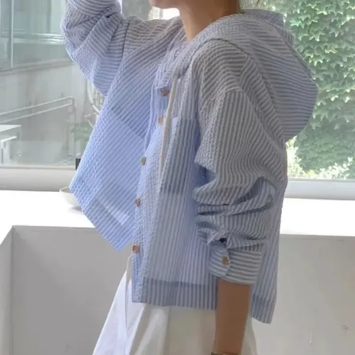 Chemise d'été pour femmes, mode parasol, manches longues, décontractée