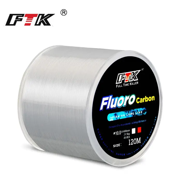 FTK 120m ligne de pêche Invisible mouillée revêtement fluorocarbone ligne de pêche 0.20mm-0.60mm 7.1