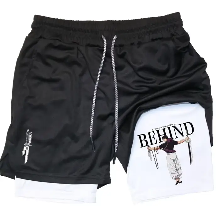 Short de fitness double couche pour homme, short de performance Anime, imprimé Toji, short Dean M, e