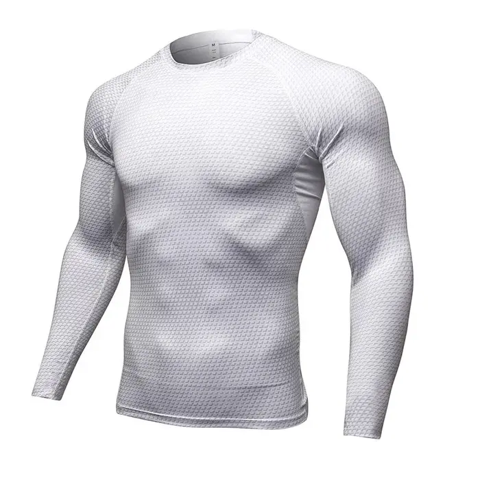 Chemises à manches longues pour hommes, vêtements serrés élastiques à séchage rapide, T-Shirt de gym